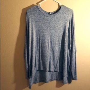 Grey Shirt Long Sleeves High Low